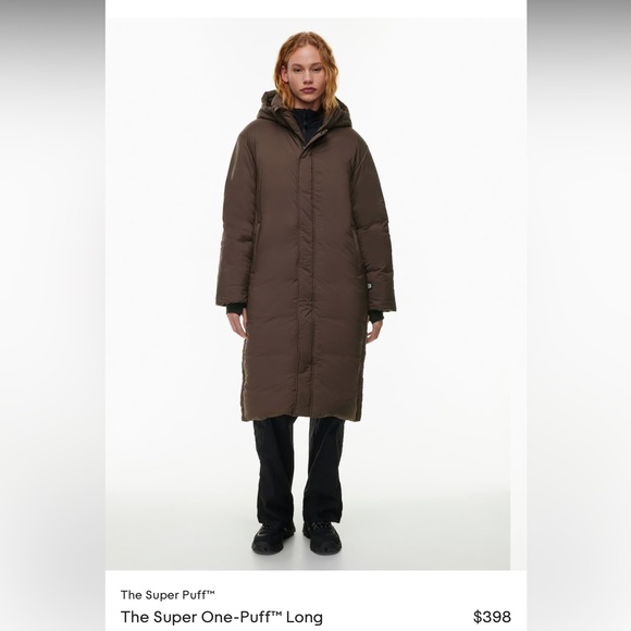 NWT TNA aritzia super one puff long brown size L $398+tax retail down puffer - Picture 1 of 5